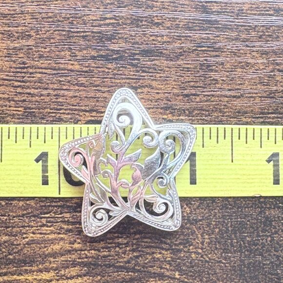 VTG Solid Sterling Silver 925 Scroll Design Star Pendant Size 1.25" Length - Picture 11 of 11